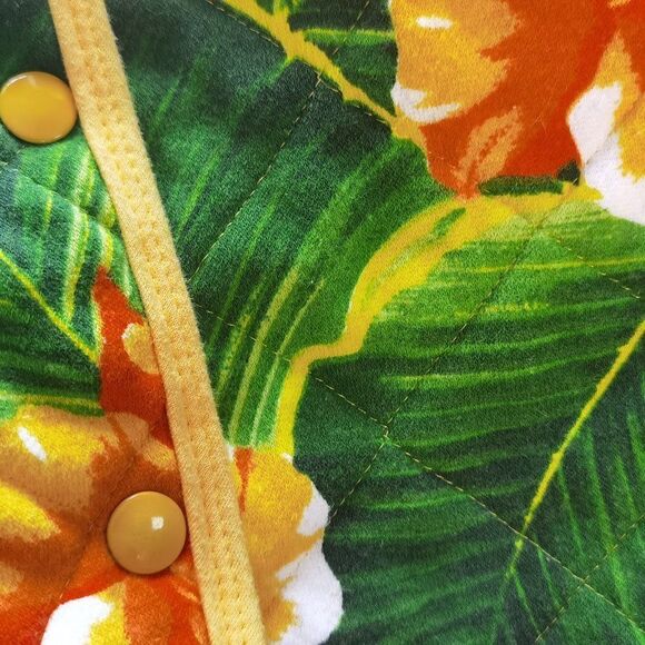 Vintage 60s Quilted Botanical Snap Jacket - Picture 2 of 4